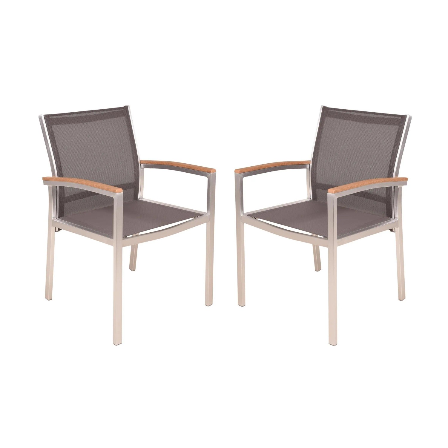 Thumbnail - DELUKE Gartenstuhl 2er Set EMIL Kunststoff Braun Stapelstuhl Wetterfest Gartenstühle Outdoor Essstühle