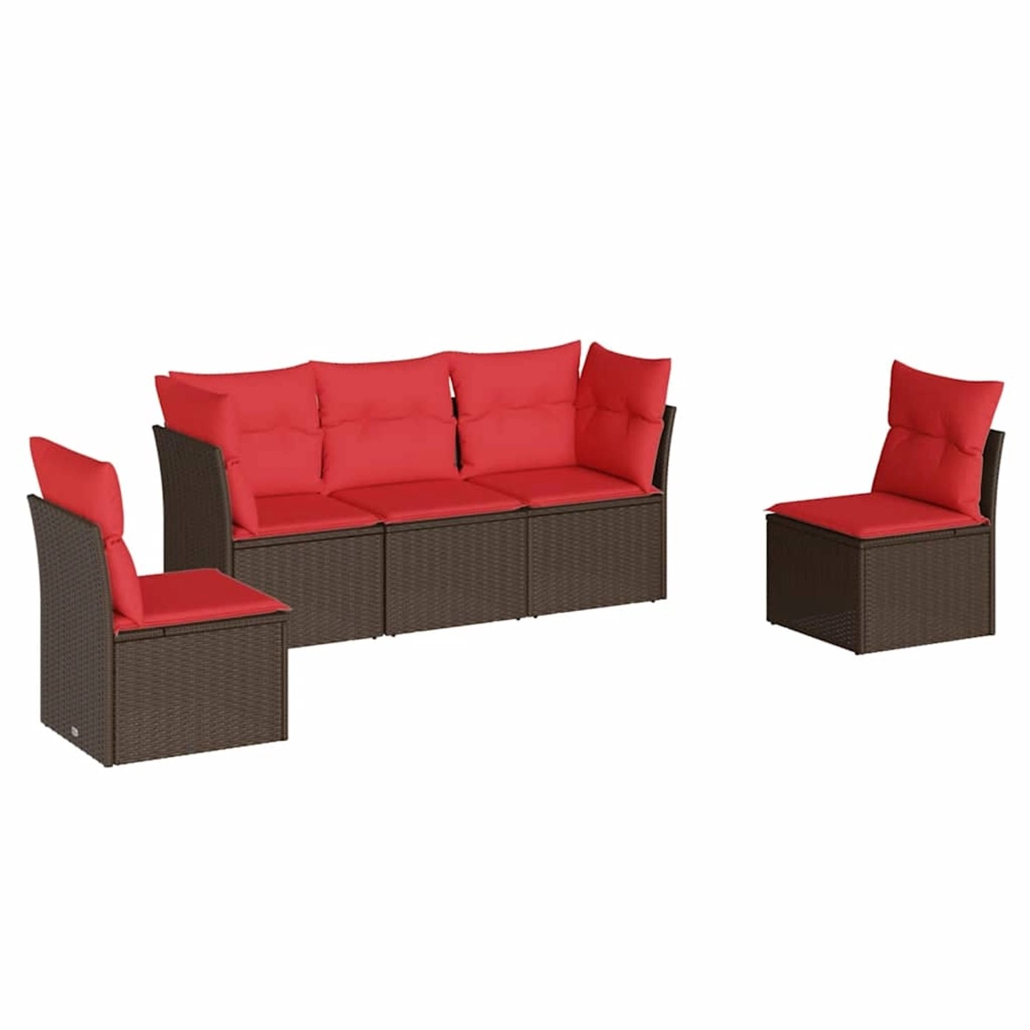 vidaXL 5-Tlg Garten-Sofagarnitur mit Kissen Braun Poly Rattan 3217354 günstig online kaufen