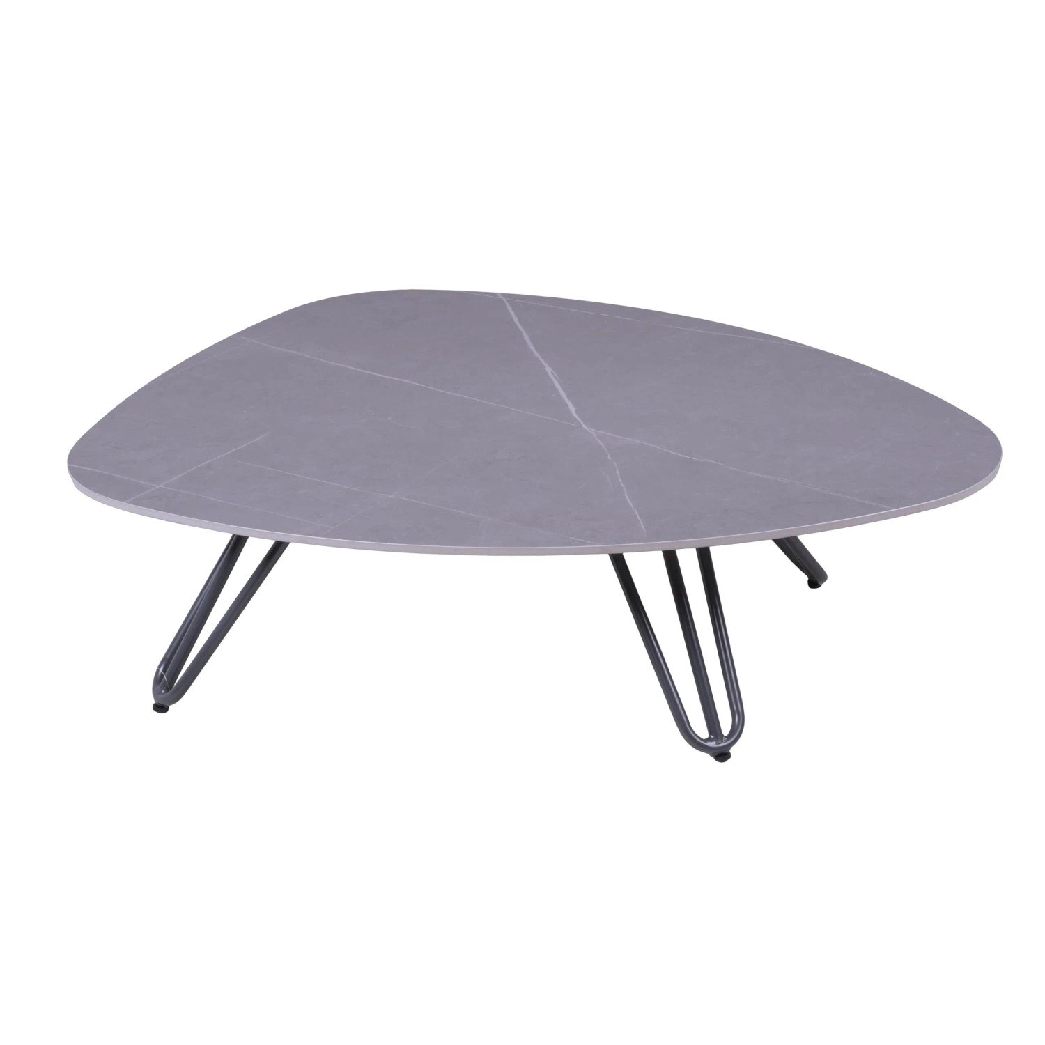DELUKE Gartentisch KALLE Aluminium Gesinterter Stein Grau 88x110x31,5cm Terrassentisch Wetterfest Outdoor Tisch