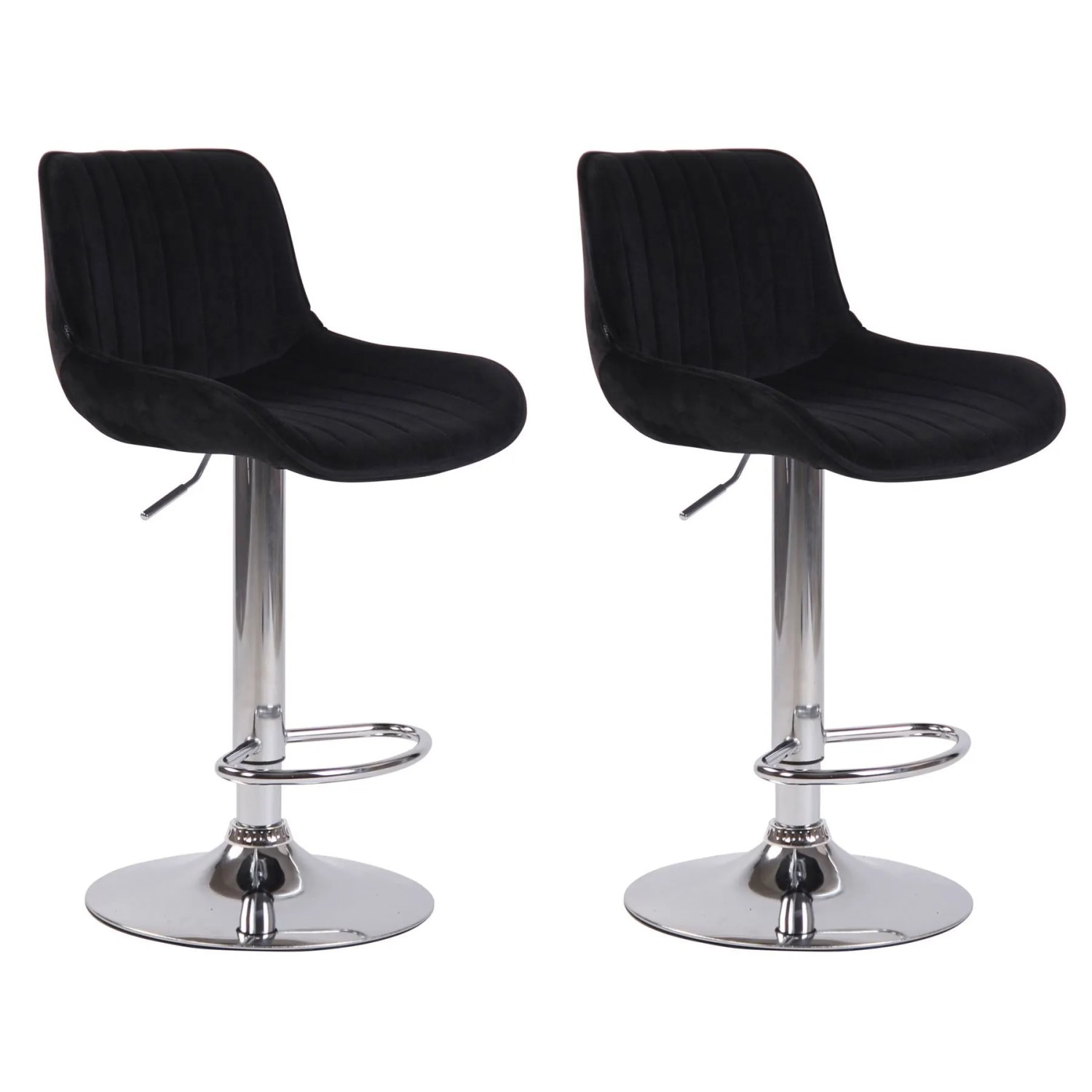 CLP 2er Set Barhocker Lentini Samt Schwarz/Chrom