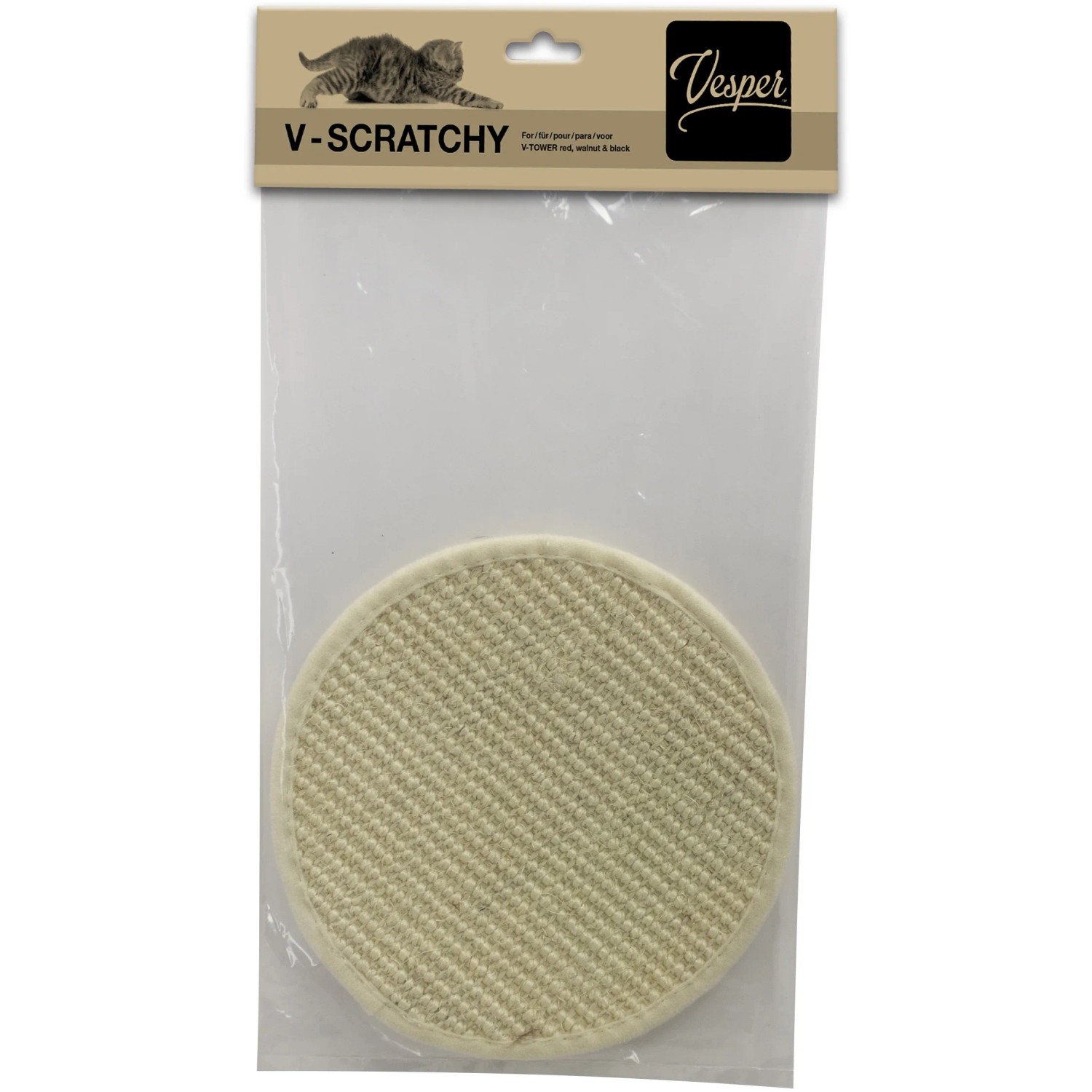 Vesper Kratzmatte Beige, Ø 20cm, Ersatz für Kratzbaum, aus Seegras.