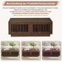 Walnussfarbener Couchtisch 100x50x35cm mit zwei Gittertüren und Stauraum im Retro-Stil für Wohnzimmer.