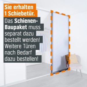 Schiebetür-Baupaket in Silber/Weiß (1022x2600mm) für begehbare Schränke oder Raumteiler.
