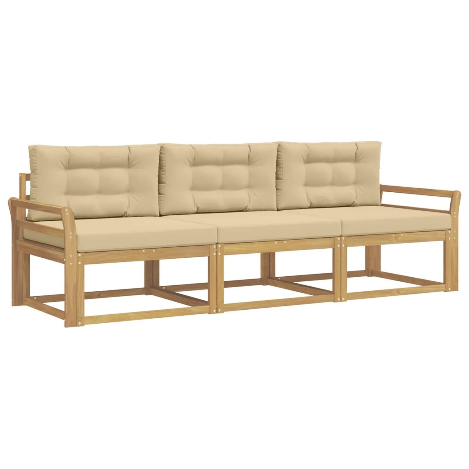 vidaXL Outdoor-Sofagarnitur mit Kissen 3 Stk Weiß und Beige Polyester 3385992