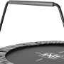 Detailaufnahme: Schwarz-graues EXIT Tiggy Junior Trampolin Ø140cm mit Haltebügel.