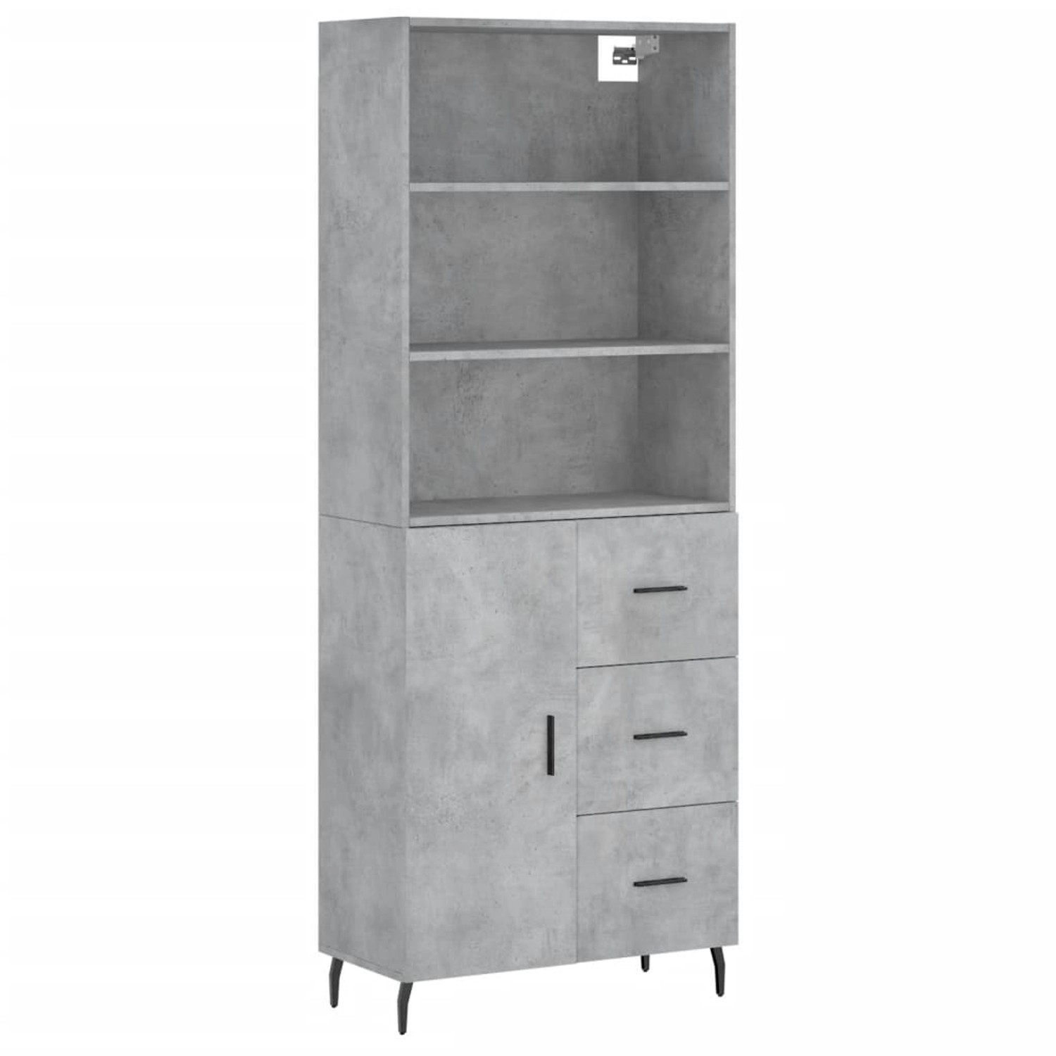vidaXL Highboard Betongrau 69,5x34x180 cm Holzwerkstoff 3189465