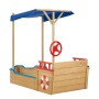 Juskys Sandkasten Käpt n Pit Piratenschiff aus Holz mit Sonnensegel und Steuerrad.