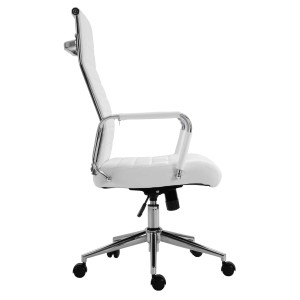 Weißer Svita Office Comfort Bürostuhl mit hoher Rückenlehne und Kunstlederbezug.