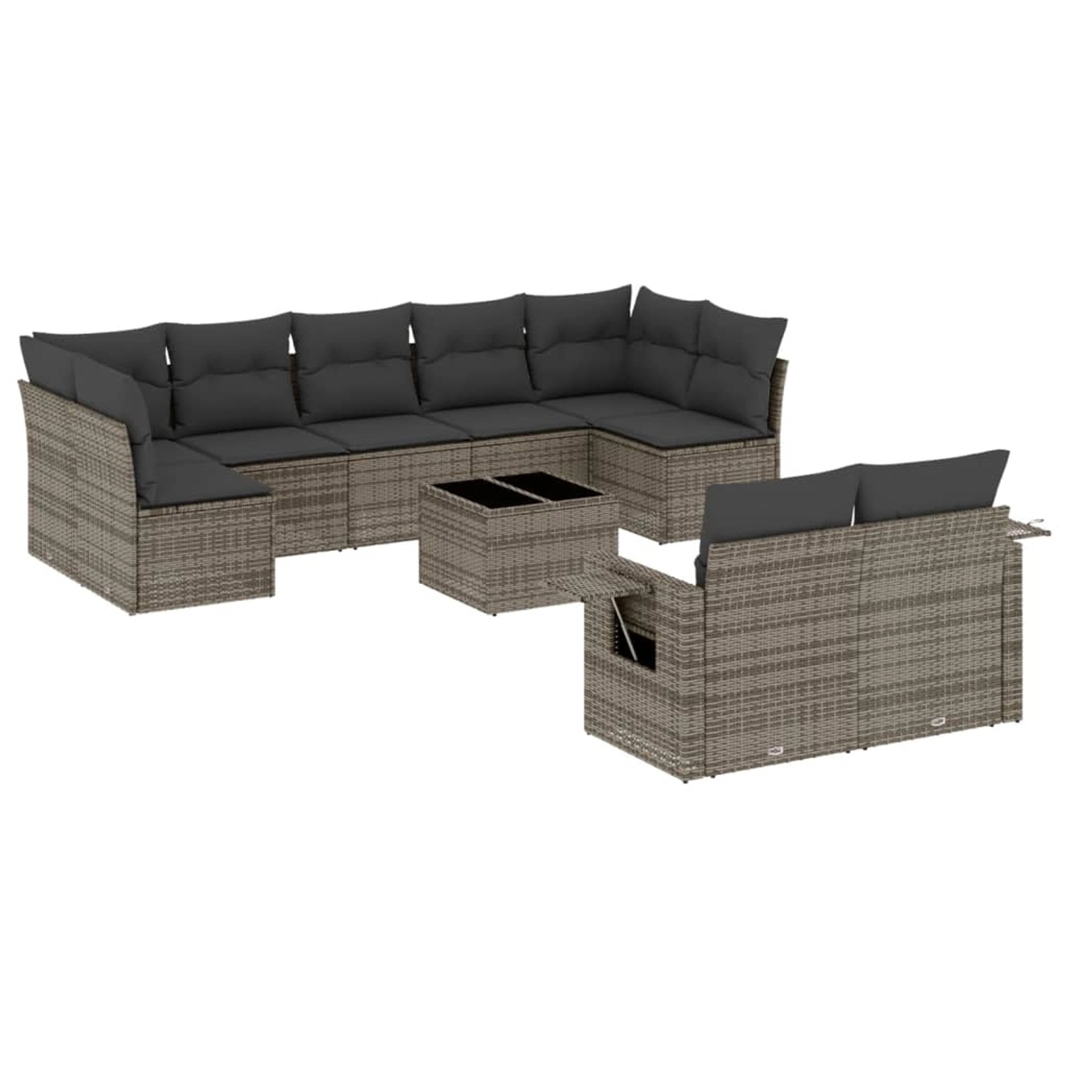 vidaXL 10-Tlg Garten-Sofagarnitur mit Kissen Grau Poly Rattan 3252967 günstig online kaufen