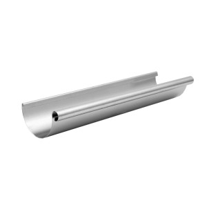 Alufarbene Dachrinne RG 100 aus Aluminium, 2 m lang.