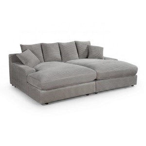 Bessagi Home Big Sofa Loveseat Eleonora Hellgrau Cord