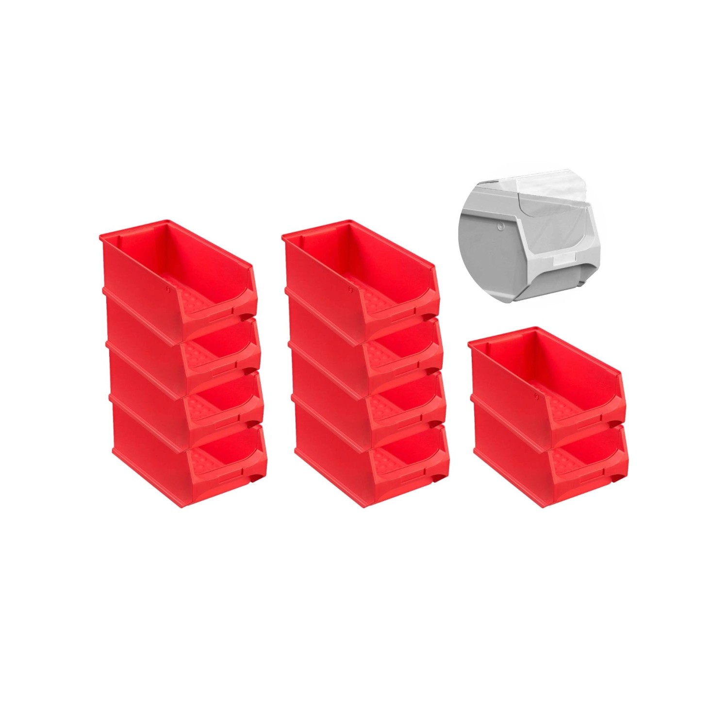 SparSet 10 x Rote Sichtlagerbox 4.0 Mit Abdeckung HxBxT 15 x 20 x 35 cm 7,2 Liter Sichtlagerbehälter Sichtlagerkasten