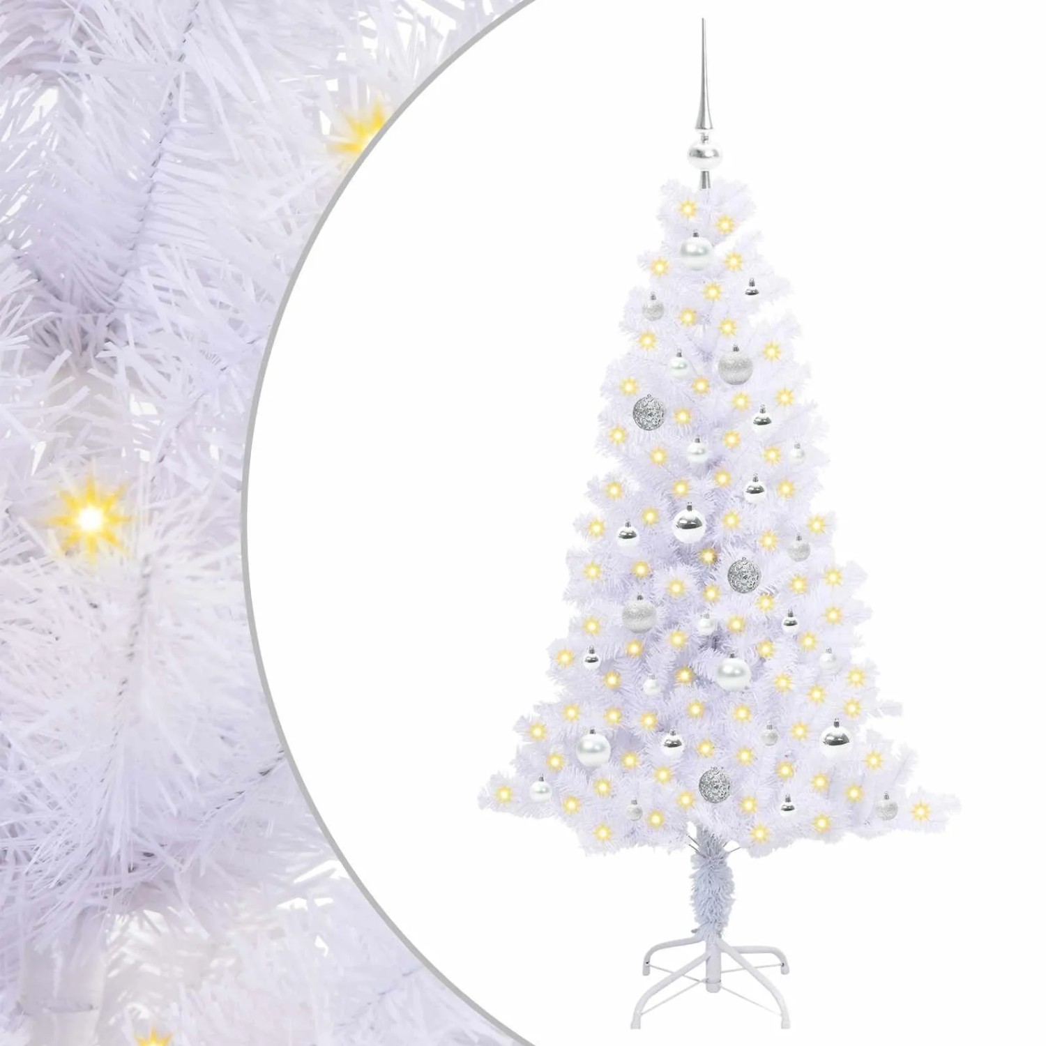 vidaXL Künstlicher Weihnachtsbaum Weiß 150 cm PVC und Stahl 3426653