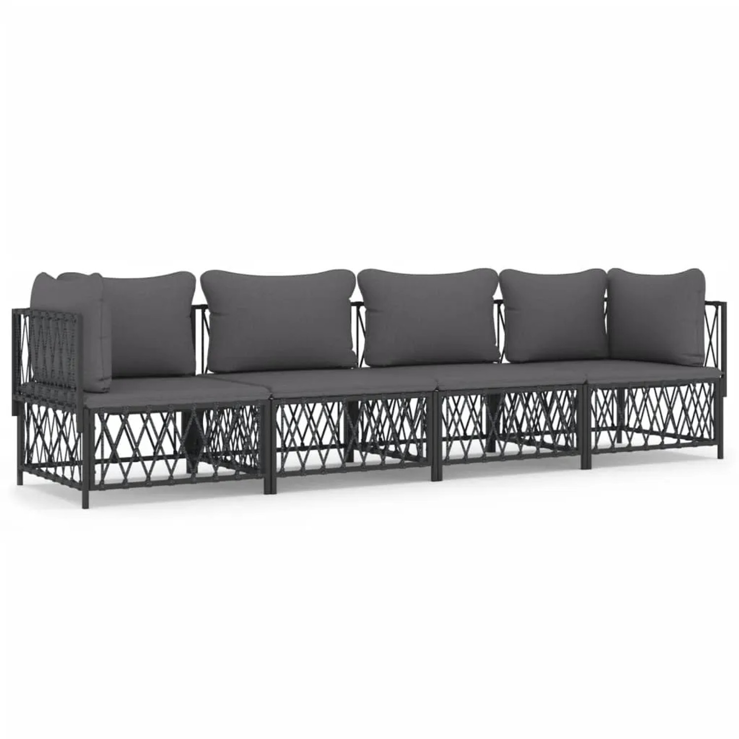 vidaXL 4-Tlg Garten-Lounge-Set mit Kissen Anthrazit Stahl 3186821