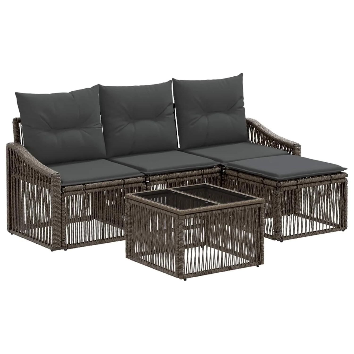 vidaXL Gartensofa-set 5 Stk Grau Poly-Rattan 3435989