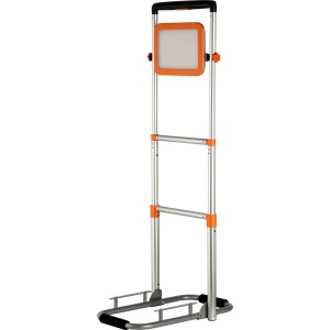 REV Ritter LED-Arbeitsleuchte LIFT, höhenverstellbar, 50W, grau-orange, mit klappbarem Ständer.