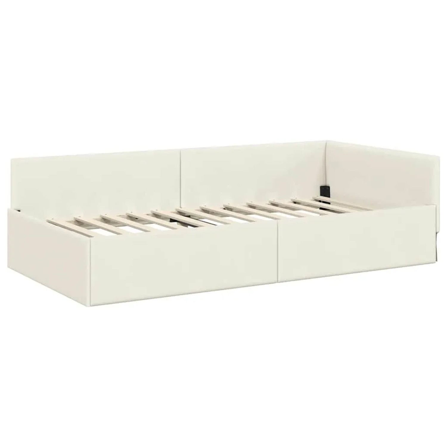 vidaXL Eckbettgestell mit Kopfteil Creme 90 x 190 cm Stoff 42016078