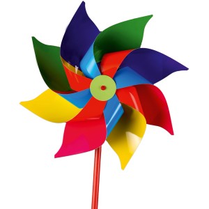 Bunte Windmühle XXL (Ø 38 cm) für Garten und Balkon.