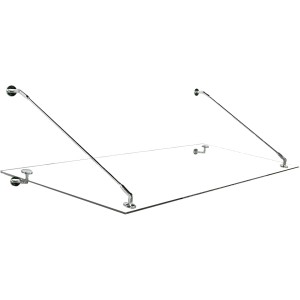 Glasvordach 120x90cm mit Edelstahlhalterung, Klarglas, für Hauseingang.