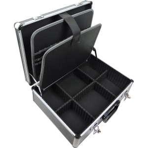 Offener Famex Werkzeugkoffer Professional mit Fächern und Einstecktaschen.