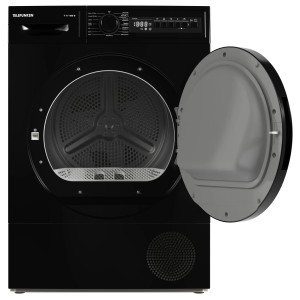 Telefunken Kondenstrockner T-11-400-B, 7kg, schwarz, mit offener Tür.