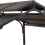 Detailansicht des zweistufigen Dachs vom Sunjoy Grill-Pavillon Aspe Stahl in Schwarz.