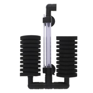 HOBBY Bubble Air Filter 3, luftbetriebener Innenfilter für Aquarien. Schwarze Filterschwämme, transparentes Rohr, Saughalter.