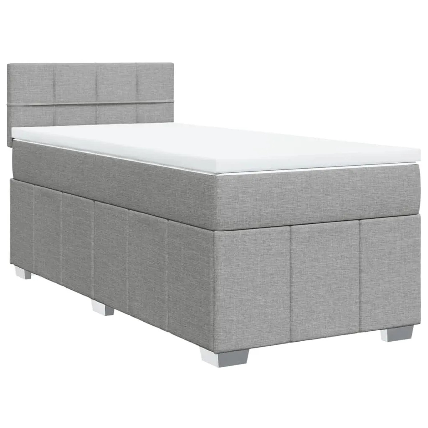 vidaXL Boxspringbett mit Matratze Hellgrau 90x200 cm Stoff 3286951