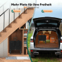 Schwarzer faltbarer Bollerwagen platzsparend unter Treppe und im Kofferraum verstaut. Ideal für Camping & Transport.