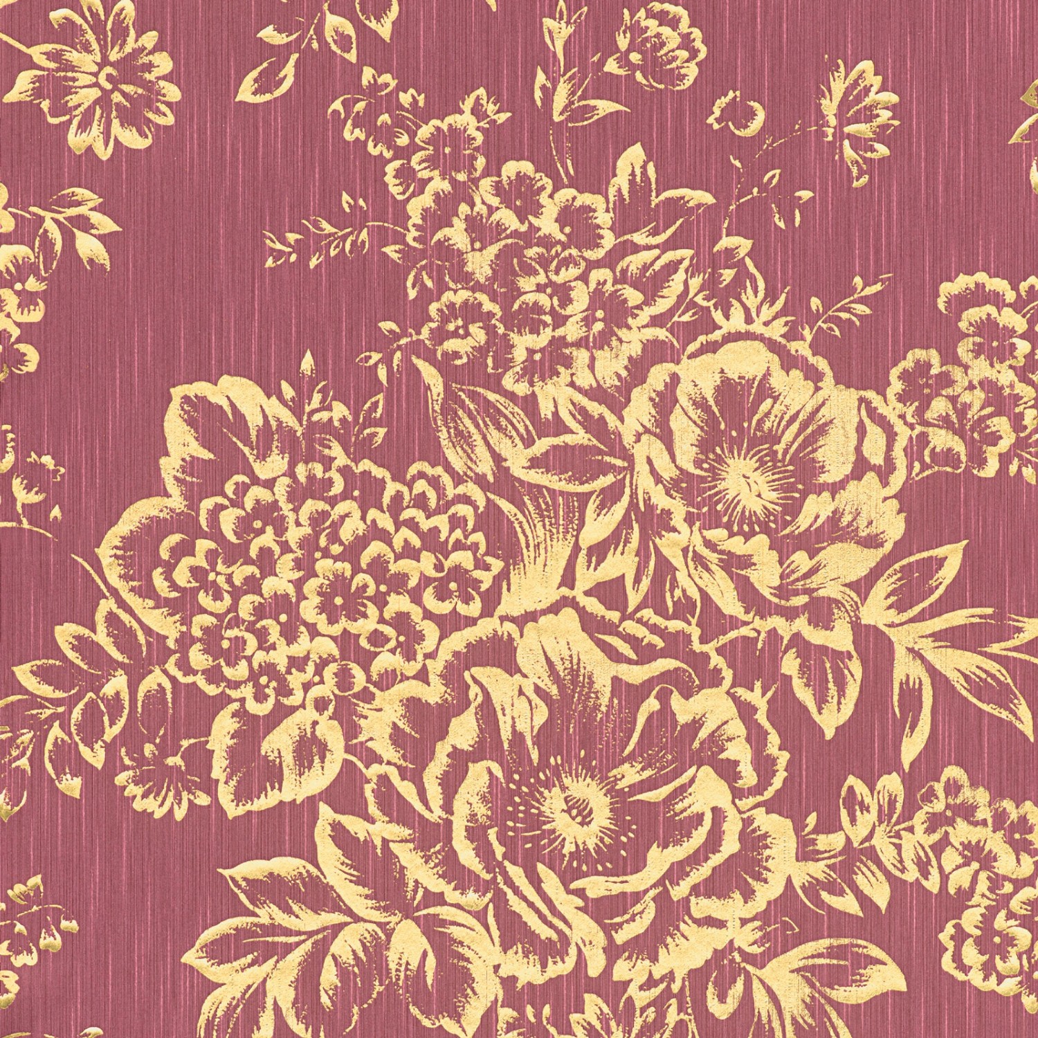 Bricoflor Textil Vliestapete mit Blumen Florale Tapete in Rot Gold für Wohnzimmer und Esszimmer Vlies Textiltapete mit B