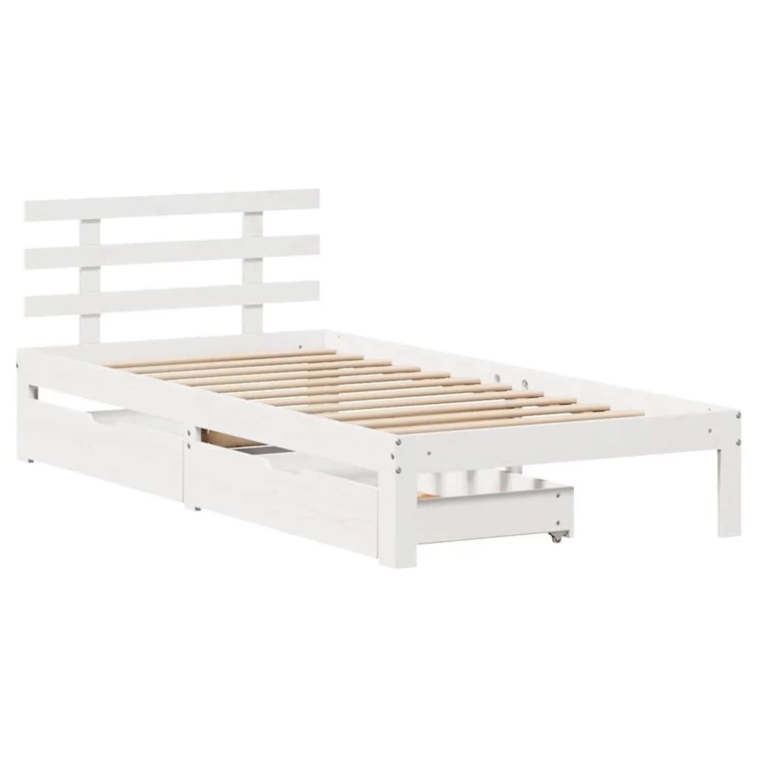 vidaXL Massivholzbett mit Schubladen Weiß 75x190 cm Kiefer 3301995 günstig online kaufen