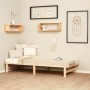 Homestyle4u Palettenbett 90x200 cm aus Kiefernholz mit Lattenrost, naturfarben.