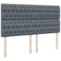 Dunkelgraues vidaXL Boxspringbett Kopfteil mit Samtbezug und Knopfheftung.