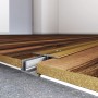 Gebürstetes Alu Übergangsprofil für Laminat/Parkett, 34 mm breit, 900 mm lang, für 7-15 mm Höhenunterschied.