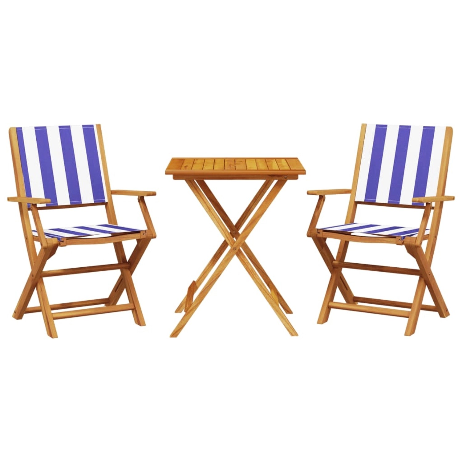vidaXL 3-Tlg Bistro-Set Blau und Weiß Stoff und Massivholz 3281813 günstig online kaufen