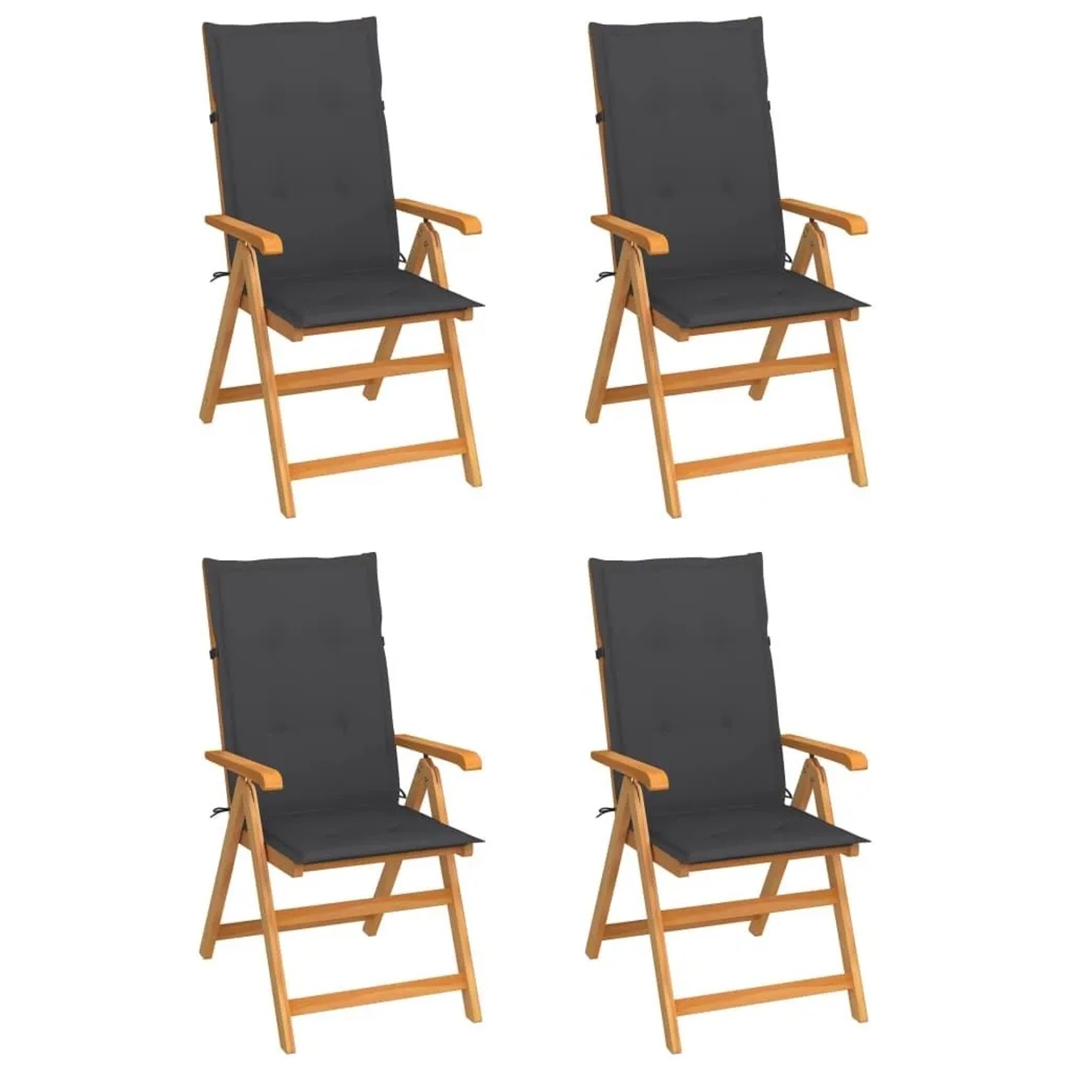 vidaXL Gartenstühle 4 Stk mit Anthrazit Kissen Massivholz Teak 3065530