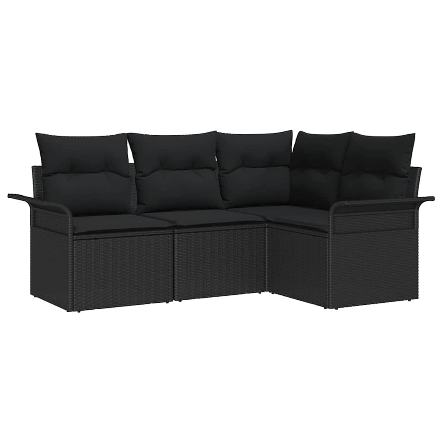 vidaXL Garten-Sofa-Set mit Kissen 4-Tlg Schwarz Poly Rattan 3345343 günstig online kaufen