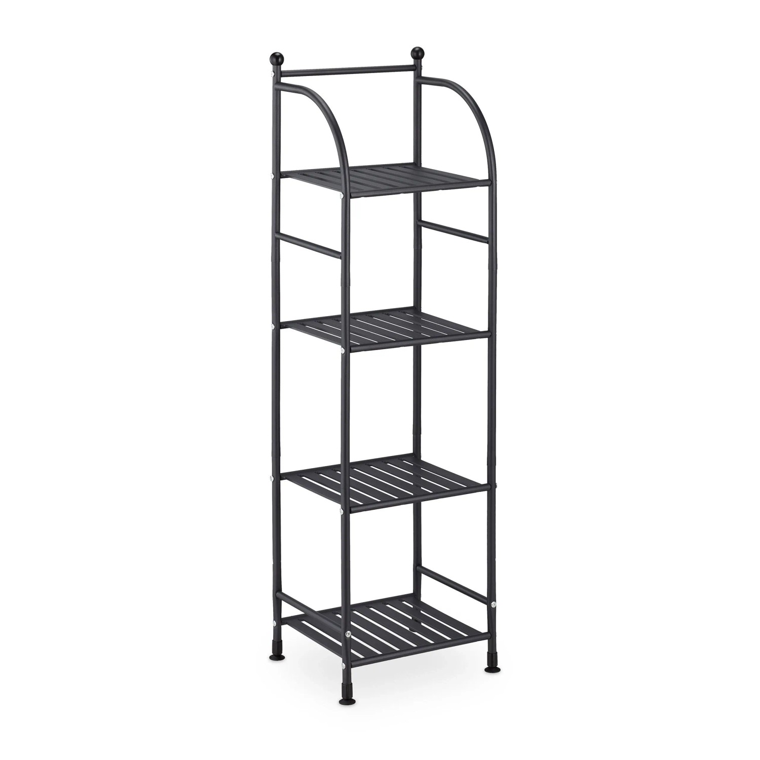 Relaxdays Standregal mit 4 Ablagen Stahl Schwarz Freistehend 115 cm x 33 cm x 28 cm 2,5 kg