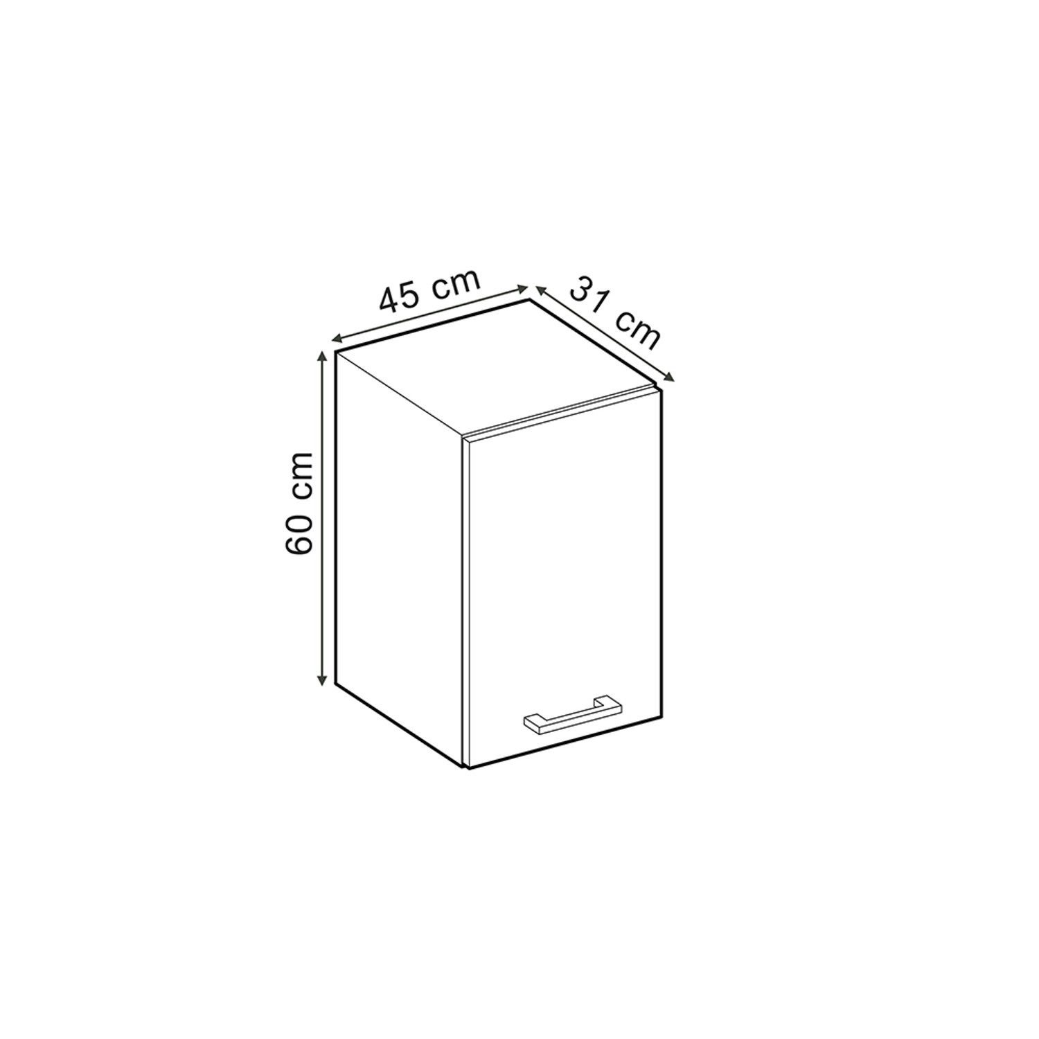 Skizze: Vicco Hängeschrank R-Line, 45 cm, Artisan Eiche/Weiß, Küchenschrank
