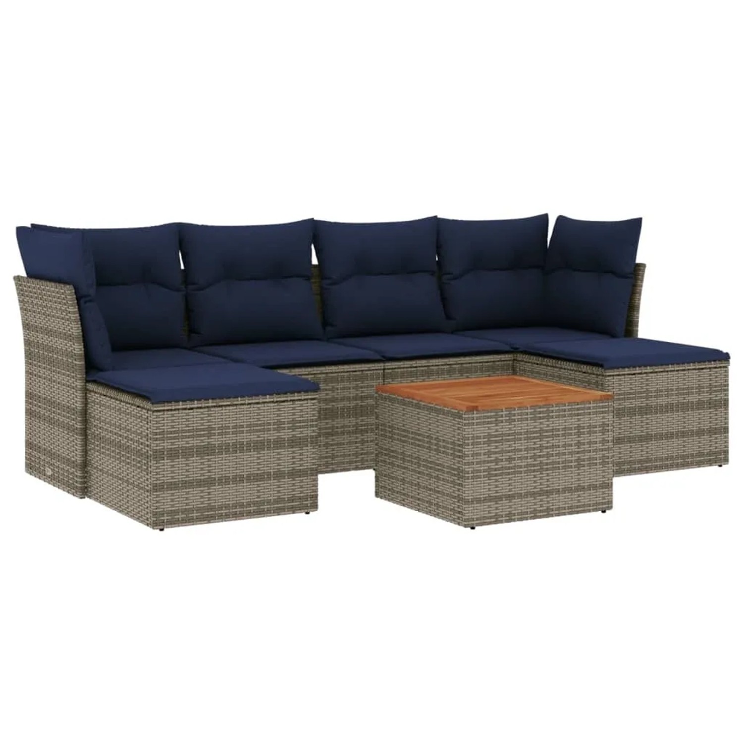vidaXL 7-Tlg Gartensofa-Set mit Kissen Grau Polyrattan 3256103 günstig online kaufen