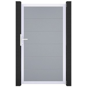 GroJa Steckzaun Tor BasicLine, silbergrau, mit Aluminiumrahmen. Gartentor für Sichtschutzzaun.