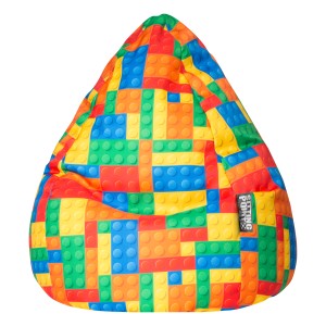 Bunter Sitting Point Sitzsack Bricks mit 220 l Volumen und Lego-Muster.