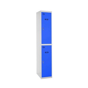 PROREGAL Spind AMEGO HxBxT 180 x 30 x 50 cm 2 Abteile Grundmodul Grau-Blau Schließfach Garderobe