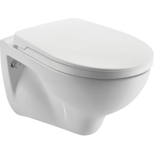 Weißes Wand-WC aus Keramik mit Deckel, 49,5x35x34 cm, für moderne Badezimmer.