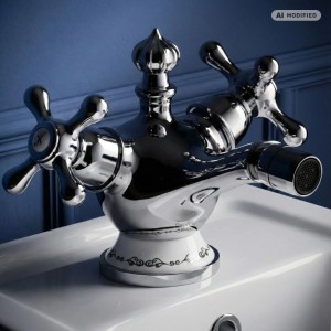 PaulGurkes Bidet Armatur Nostalgie Antik Zweigriffmischer Aufputzarmatur Retro