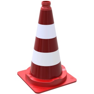 Schake Leitkegel, 500 mm, rot-weiß mit reflektierender Folie für Baustellen und Verkehrssicherung.