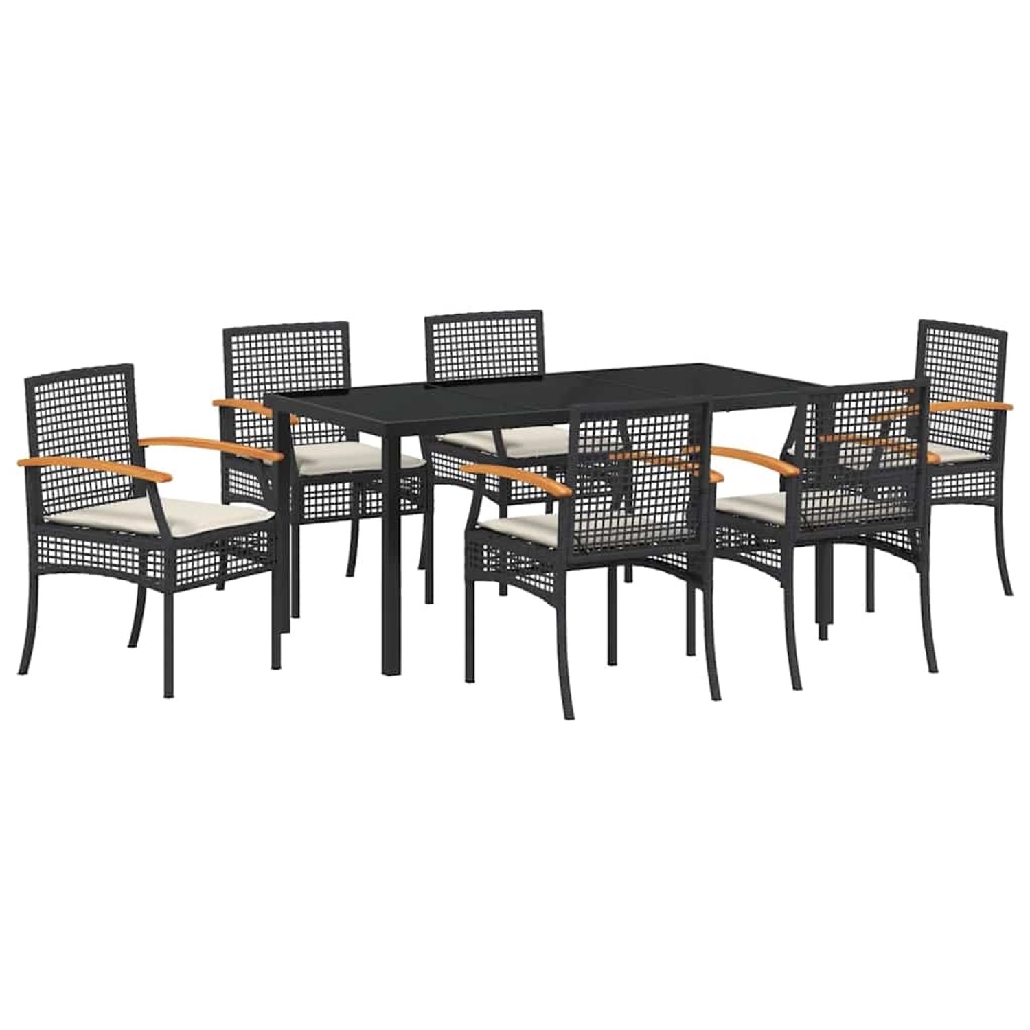 vidaXL Garten Essgruppe 7-Tlg Schwarz Poly Rattan 3380817 günstig online kaufen