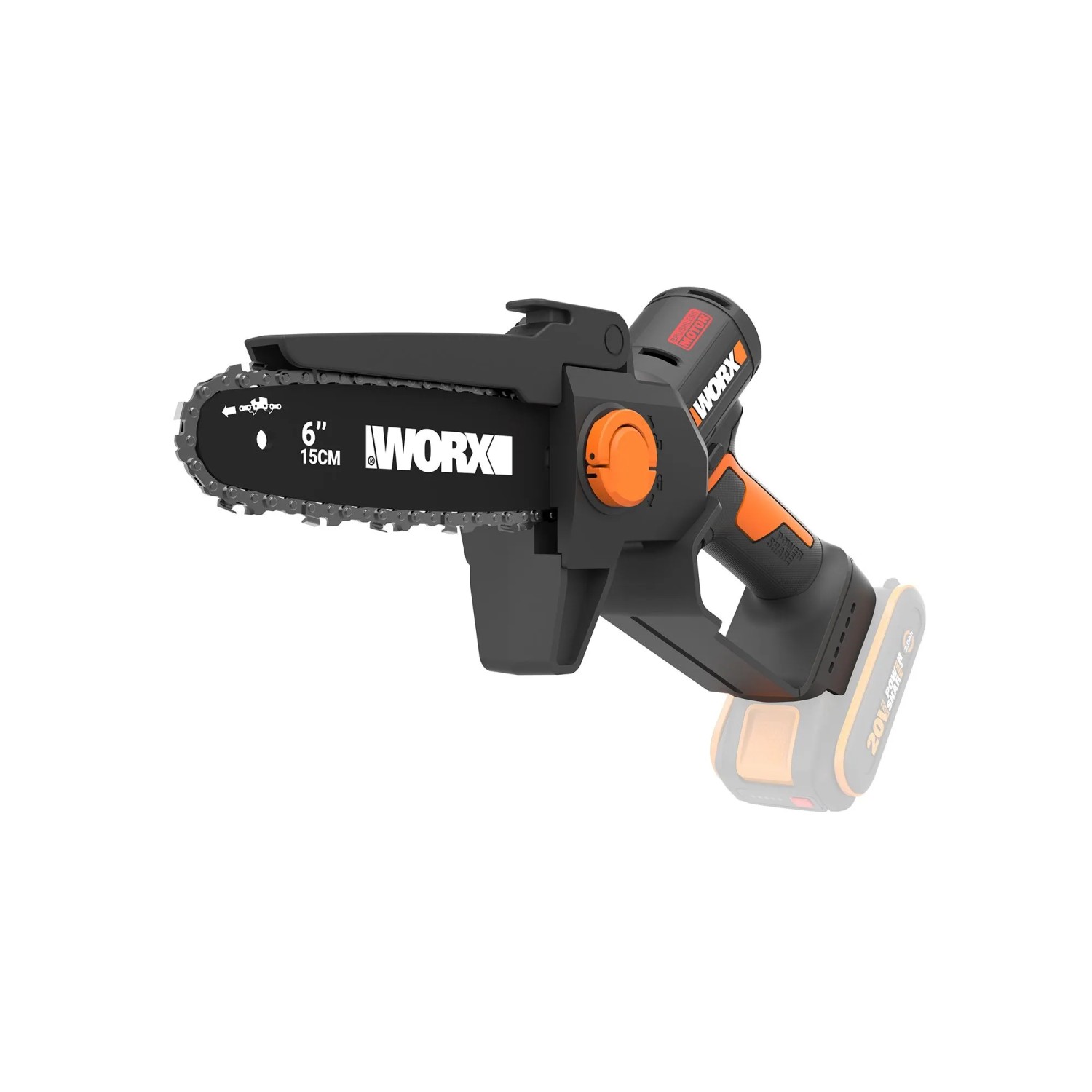 Worx Akku-Astsäge WG327E.9, 20V, ohne Akku/Ladegerät. Kompakte Einhand-Säge für Gartenarbeiten.