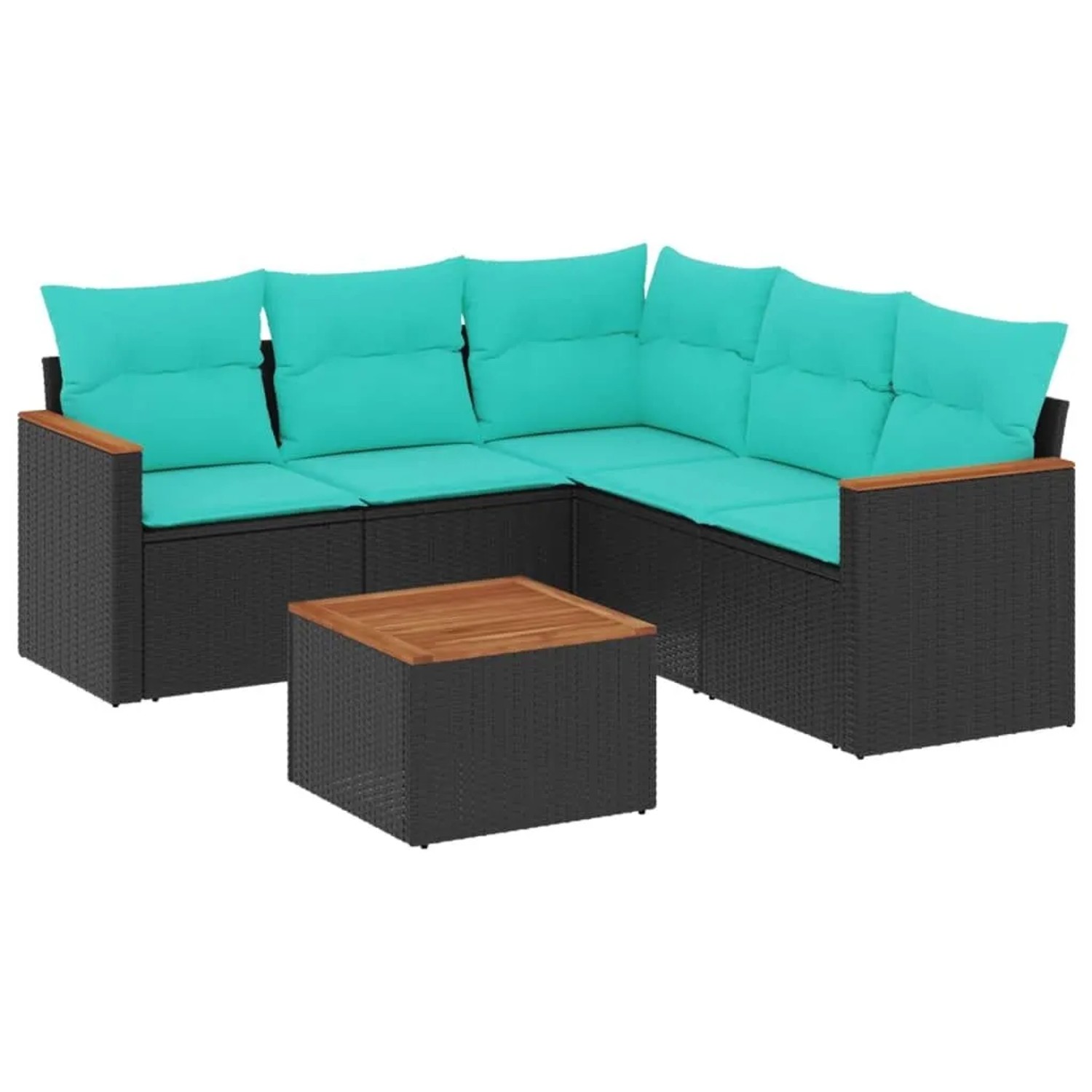 vidaXL 6-Tlg Gartensofa-Set mit Kissen Schwarz Polyrattan 3225966 günstig online kaufen