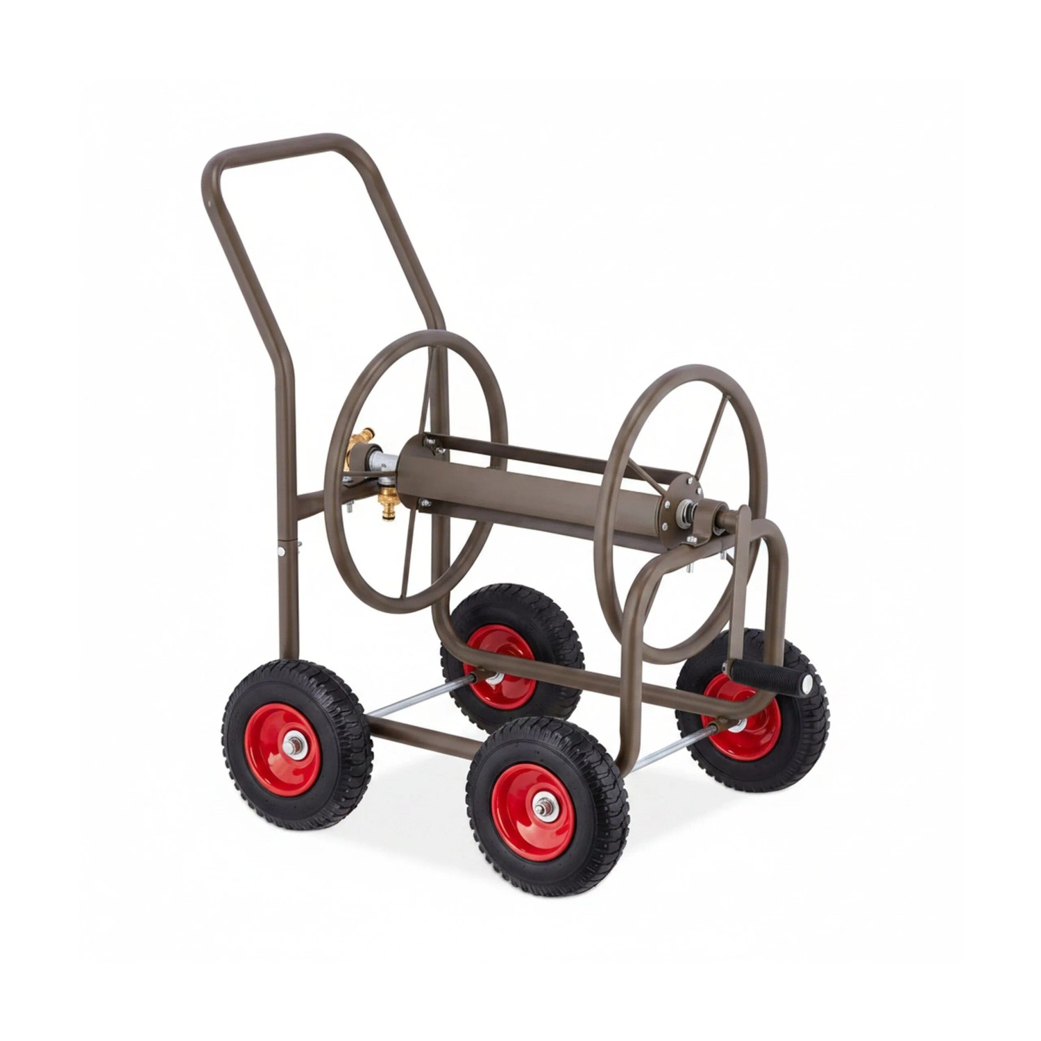 Relaxdays Schlauchwagen Stahl Braun 4 Räder 81 cm x 53 cm x 80 cm 10,8 kg